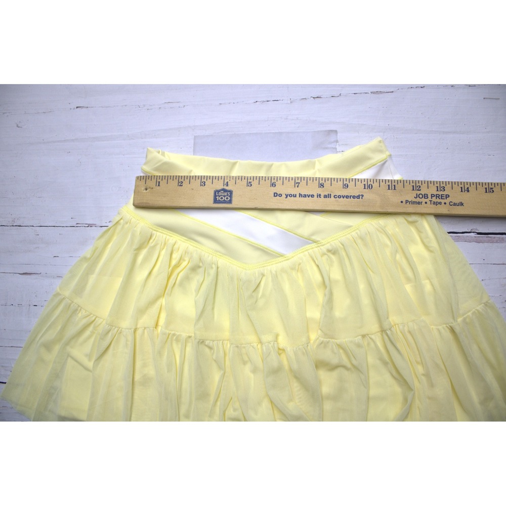 HRAGC Tulle Athletic Skort Mesh Tiered Yellow Large Balletcore Tennis Skirt - Picture 5 of 6